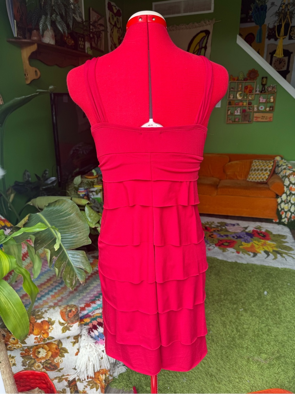 le chateau Red Tiered V-Neck Mini Dress - Picture 6 of 6